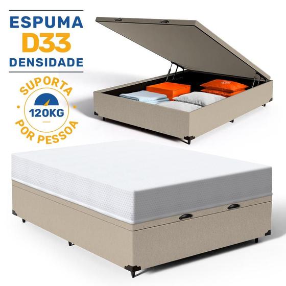 Imagem de Cama Box Báu com Colchão de Espuma D33 Enrolado ConfortLuck Casal 138cm