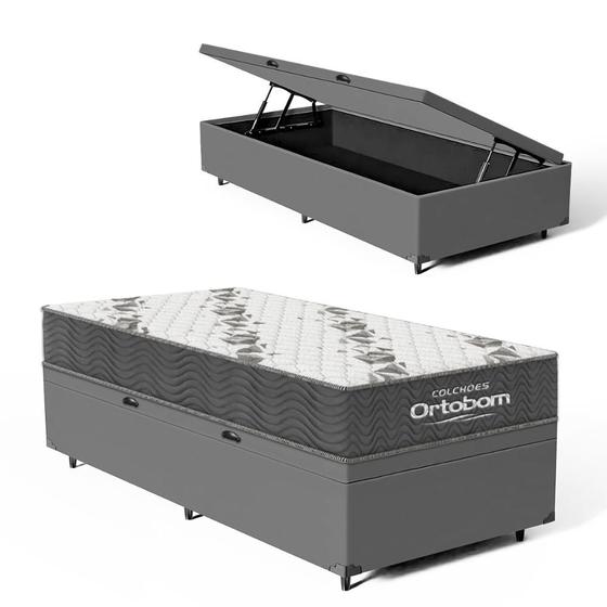 Imagem de Cama Box Baú com Colchão de Espuma D33 Ortobom Airtech 100 Solteiro 88cm