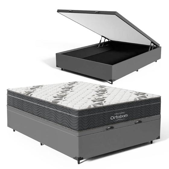 Imagem de Cama Box Baú com Colchão de Espuma D33 Ortobom Airtech Ortopillow 100 Casal 138cm