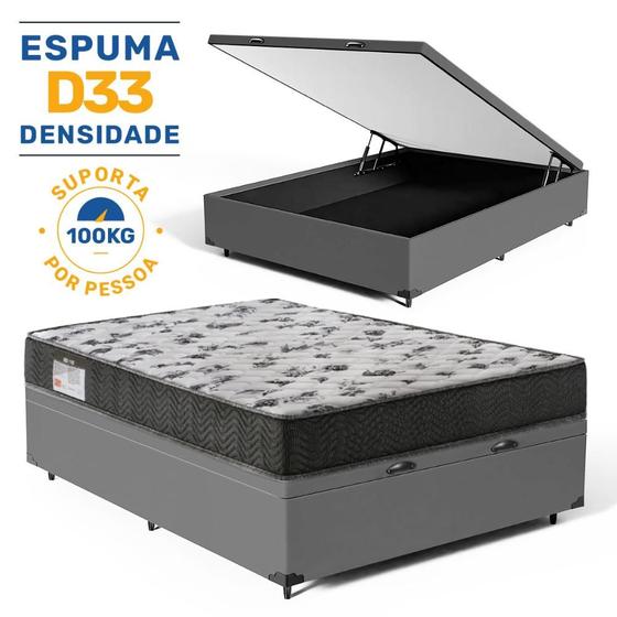 Imagem de Cama Box Baú com Colchão de Espuma D33 Ortobom ISO 100 Viúva 128cm