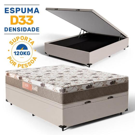 Imagem de Cama Box Baú com Colchão de Espuma D33 Ortopédico Pillow In Luna Casal 138cm