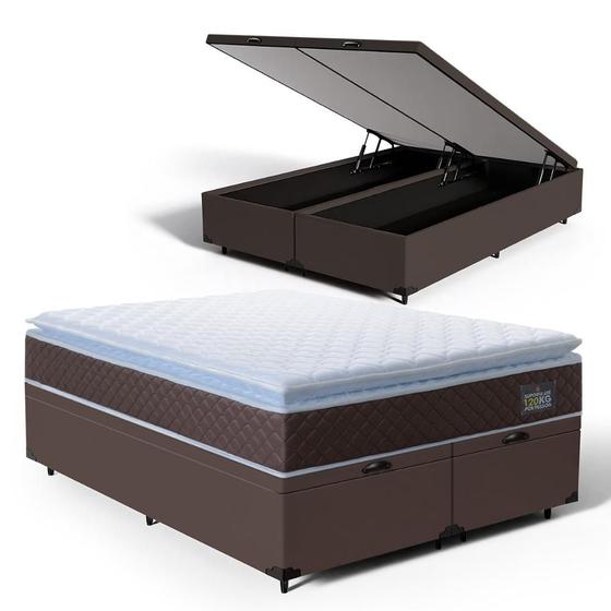 Imagem de Cama Box Baú com Colchão de Espuma D33 Pillow Top Comfort Luxo Queen 158cm