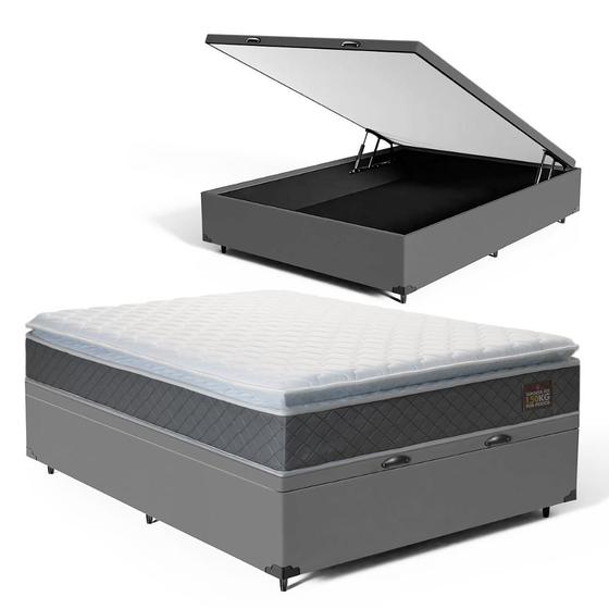 Imagem de Cama Box Baú com Colchão de Espuma D45 Pillow Top Fort Comfort Casal 138cm