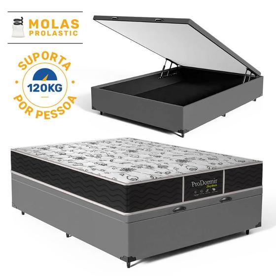 Imagem de Cama Box Baú com Colchão de Molas Probel Prodormir Sleep Black Viúva 128cm