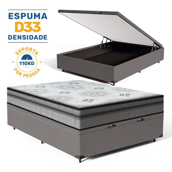 Imagem de Cama Box Baú com Colchão Espuma D33 Pillow In Anjos Ortosleep Casal 138x188x60cm