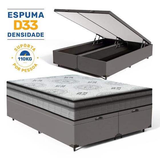 Imagem de Cama Box Baú com Colchão Espuma D33 Pillow In Anjos Ortosleep Queen 158x198x60cm
