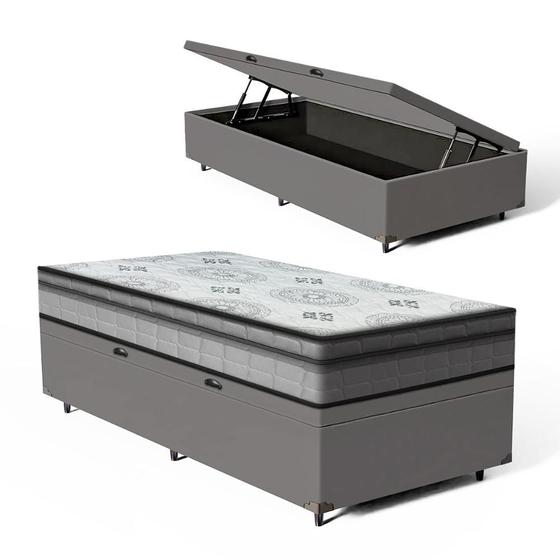 Imagem de Cama Box Baú com Colchão Espuma D33 Pillow In Anjos Ortosleep Solteiro King 96x203x60cm