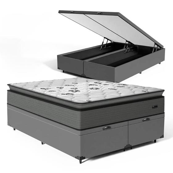 Imagem de Cama Box Báu com Colchão Resistence Espuma D33 Pillow Top Queen 158cm