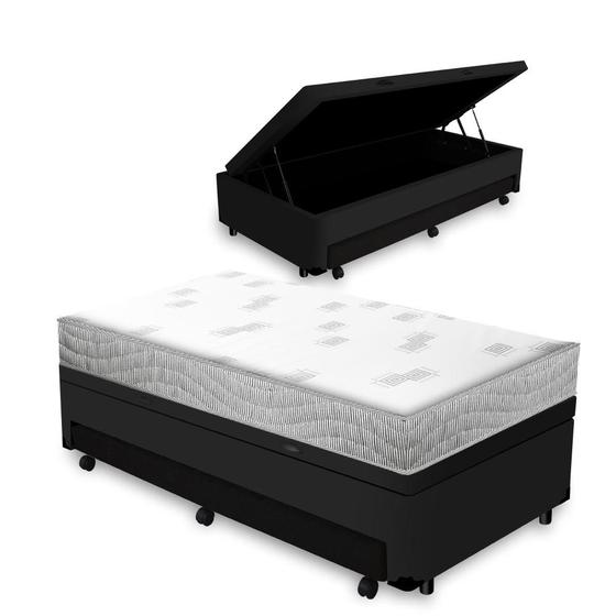 Imagem de Cama Box Baú e Auxiliar Solteiro + Colchão de Espuma D23 - Ortobom - Light Liso 88cm