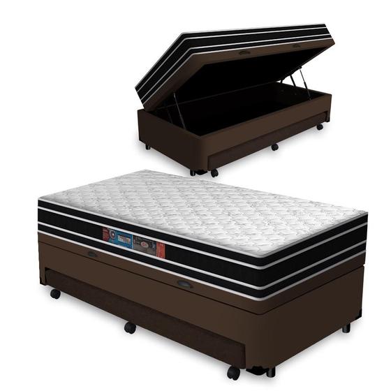 Imagem de Cama Box Baú e Auxiliar Solteiro + Colchão de Espuma D33 - Castor - Black & White Double Face 88cm