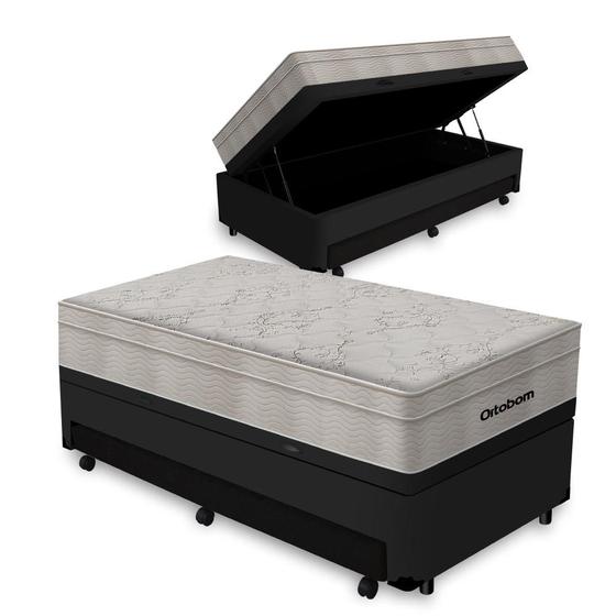 Imagem de Cama Box Baú e Auxiliar Solteiro + Colchão de Molas Ensacadas - Ortobom - AirTech SpringPocket 88cm