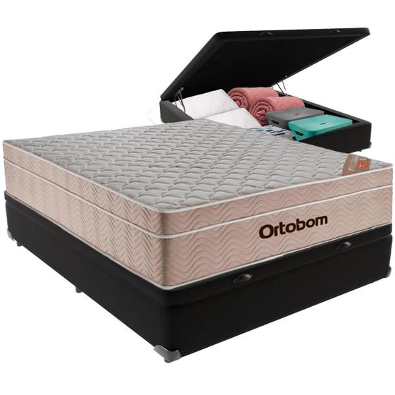 Imagem de Cama Box Baú e Colchão Airtech SpringPocket Molas Ensacadas Viúvo Ortobom