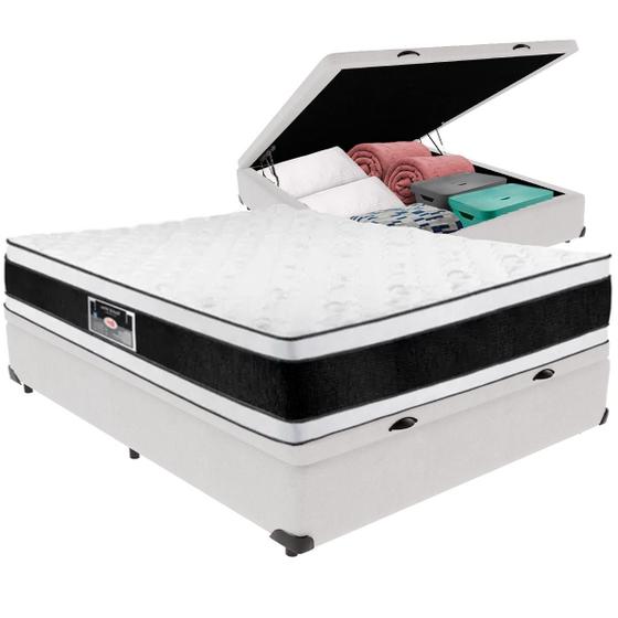Imagem de Cama Box Baú e Colchão Black & White Air Double Face Espuma D33 Casal Castor
