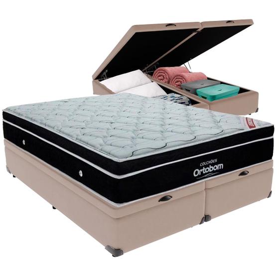 Imagem de Cama Box Baú e Colchão Elegant Molas Ensacadas King Ortobom