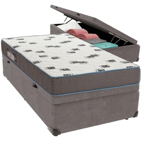 Imagem de Cama Box Baú e Colchão Light Espuma D33 Solteiro Ortobom