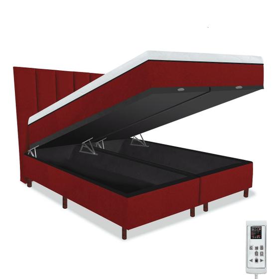 Imagem de Cama Box Baú e Colchão Magnético King Massageador Bio com Cabeceira - Compact