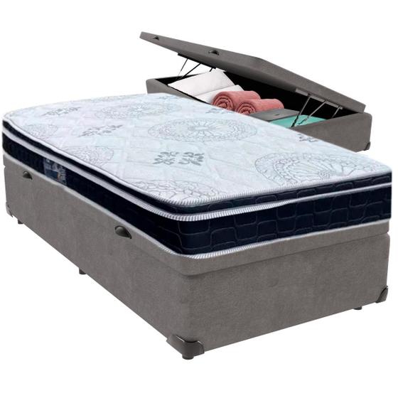Imagem de Cama Box Baú e Colchão Orthosono D33 Com Euro Pillow Solteiro Anjos