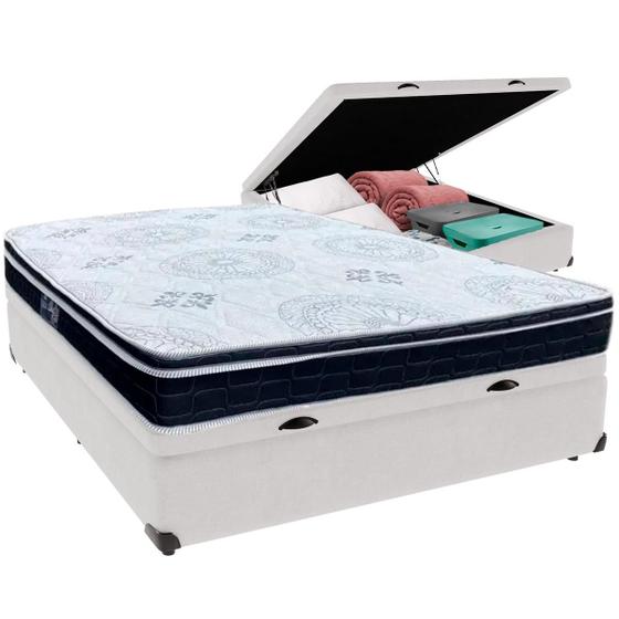 Imagem de Cama Box Baú e Colchão Orthosono D33 Com Euro Pillow Viúvo Anjos