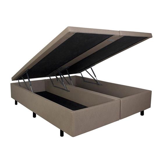 Imagem de Cama Box Baú King 178x198x42cm Bege com Pistão a Gás