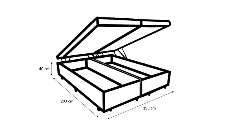 Imagem de Cama Box Baú King 193 Bipartido Tecido Sintético Branco Com Colchão De Molas Sleep Black - Probel - 22x193x203cm