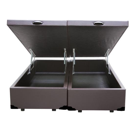 Cama Box Baú King Bipartido AColchoes Sintético Marrom 41x193x203 Menor preço em Cama Box Baú King Bipartido AColchoes Sintético Marrom 41x193x203