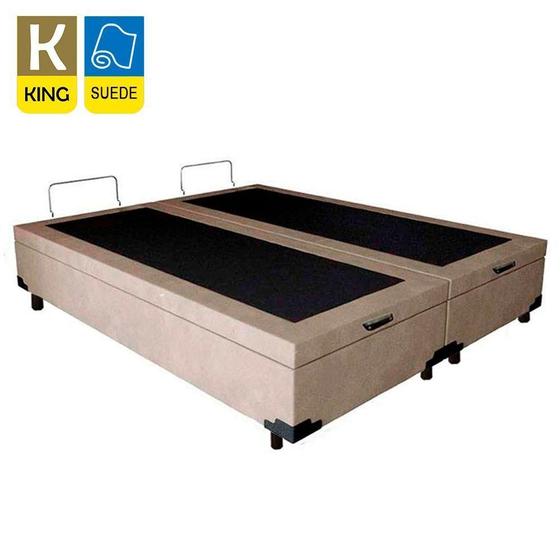 Imagem de Cama Box Baú King Bipartido Suede Sereneprime Bege 192x203x44