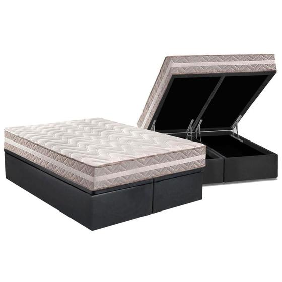 Imagem de Cama Box Baú King: Colchão Anatômico Paropas D33 / AG65 Confort + Base CRC Suede Gray(193x203)