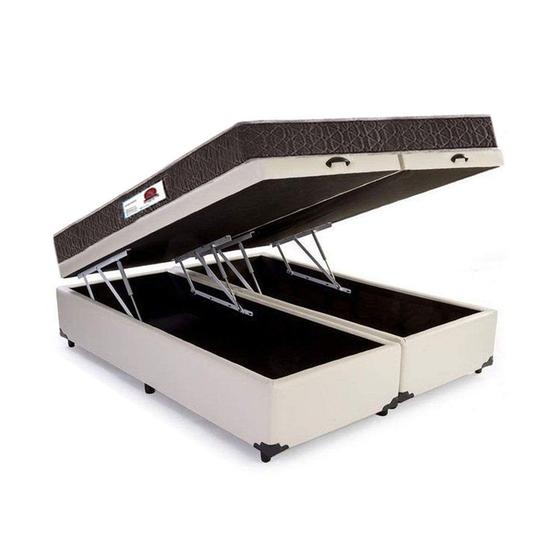 Imagem de Cama Box Baú King Colchão Classic Mola Ensacada + Box Bipartido Suede Bege Serra Negra 67x193x203