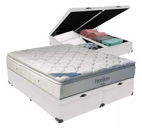 Imagem de Cama Box Baú King + Colchão de Molas Ensacadas Freedom 203x193X74