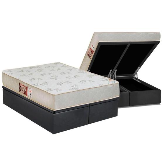 Imagem de Cama Box Baú King: Colchão Espuma D33 Castor Sleep Max Relax + Base CRC Suede Gray(193x203)