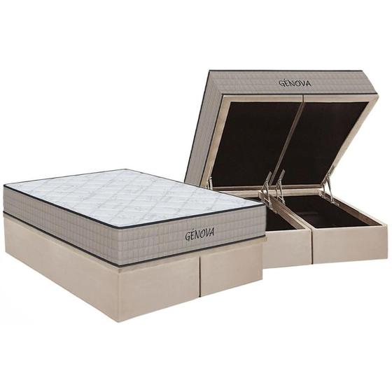 Imagem de Cama Box Baú King: Colchão Espuma D45 Orthoflex  Genova + Base CRC Suede Clean(193x203)