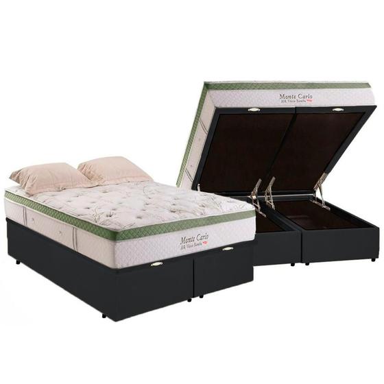 Imagem de Cama Box Baú King + Colchão Herval Monte Carlo Molas Ensacadas 193x203x77