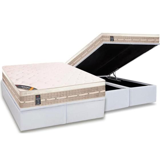 Imagem de Cama Box Baú King: Colchão Molas Bonnel Castor  Premium Tecnopedic + Base CRC Courano Black(193x203)