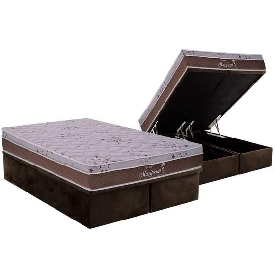 Imagem de Cama Box Baú King: Colchão Molas MasterPocket Ensacadas Probel   Maxifoam + Base CRC Suede Brown(193x203)