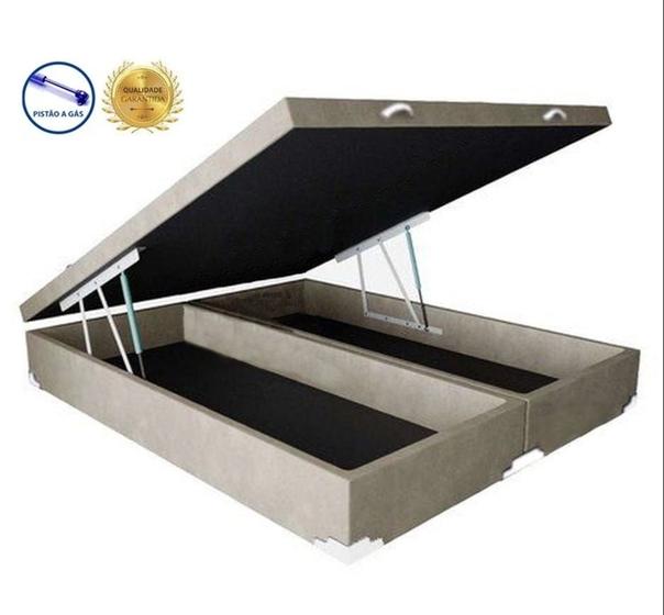 Imagem de Cama Box Baú King Ortobon Bipartido AColchoes Suede Bege 41x193x203