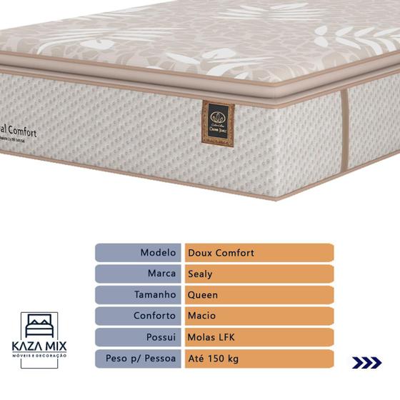 Imagem de Cama Box Baú Preto e Colchão Queen Royal Comfort Plus Molas LFK Sealy