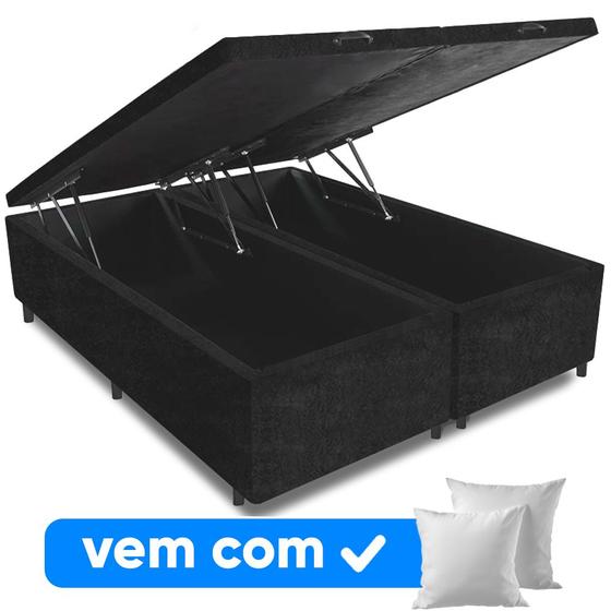 Imagem de Cama Box Baú Queen Base 158x198cm Varias Cores + 2 Travesseiros FL - Colchomax