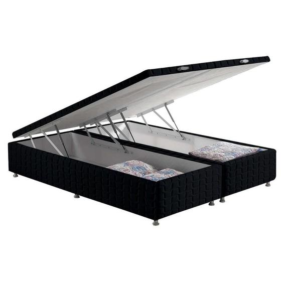 Imagem de Cama Box Baú Queen Bordado Black (158x198x35) - Anjos