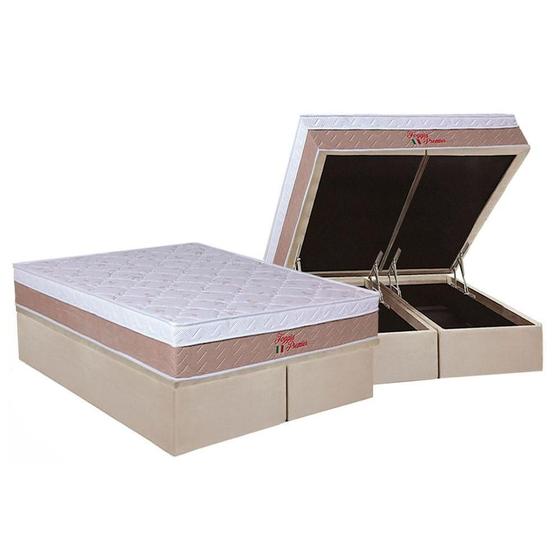 Imagem de Cama Box Baú Queen: Colchão Anatômico Orthoflex Foggia Premier + Base CRC Suede Clean (158x198)