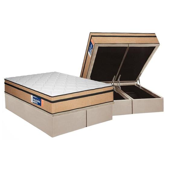 Imagem de Cama Box Baú Queen: Colchão Anatômico Plumatex D45 Selectus + Base CRC Suede Clean (158x198)