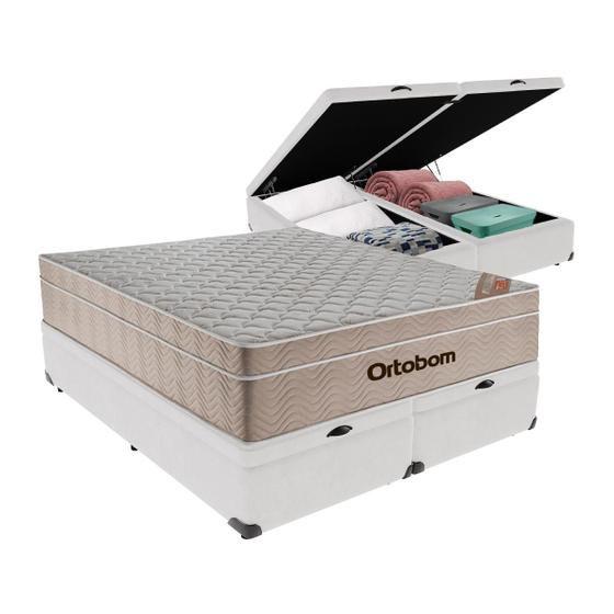 Imagem de Cama Box Bau Queen + Colchão de Molas Ensacadas Airtech Spring (158x198x65) - Ortobom