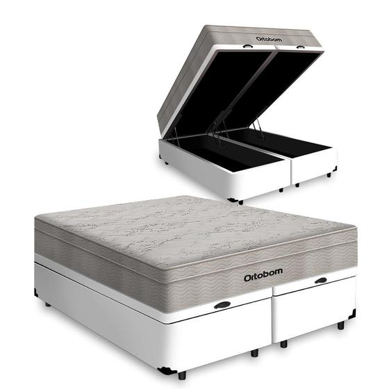 Cama Box Baú Queen + Colchão de Molas Ensacadas Ortobom AirTech SpringPocket 158cm Menor preço em Cama Box Baú Queen + Colchão de Molas Ensacadas Ortobom AirTech SpringPocket 158cm