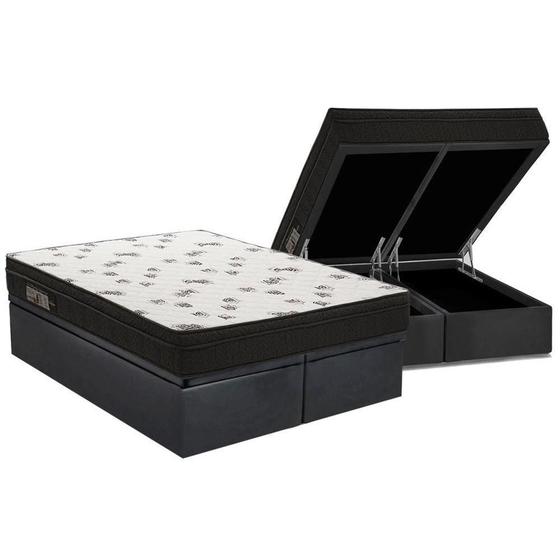 Imagem de Cama Box Baú Queen: Colchão Espuma D45 Ortobom  Light Saúde OrtoPillow + Base CRC Suede Gray(158x198)