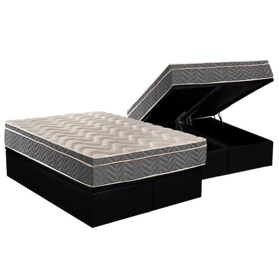 Imagem de Cama Box Baú Queen: Colchão Espuma D45 Paropas / EP Confort Mega Firme + Base CRC Suede Black(158x198)