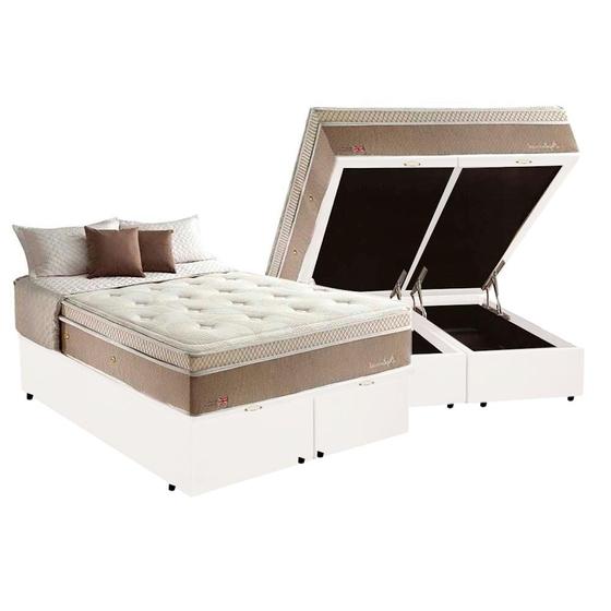 Imagem de Cama Box Baú Queen + Colchão Herval Diplomat Molas Maxspring 158x198x82