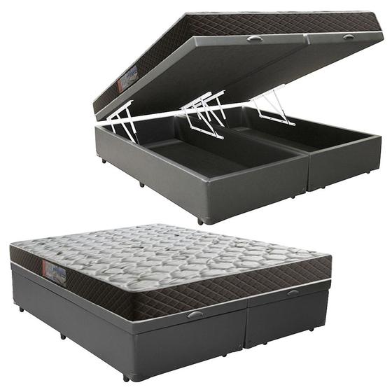 Imagem de Cama Box Baú Queen Colchão Mola Ensacada Acolchões + Box Sintético 67x158x198