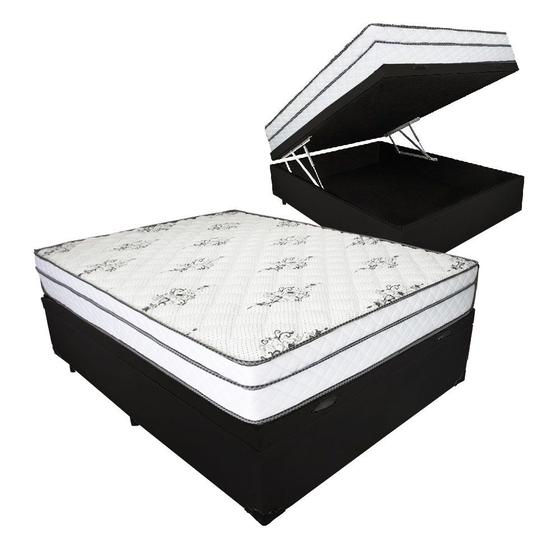 Imagem de Cama Box Baú Queen Colchão Mola Ensacada Pillowin 158x198x63cm - Mônaco Relaflex