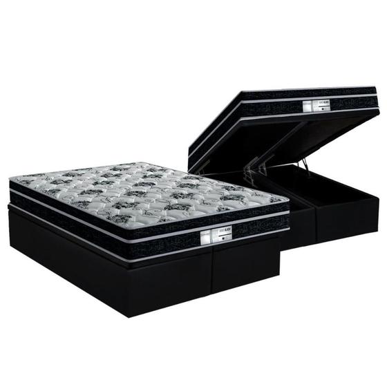 Imagem de Cama Box Baú Queen: Colchão Molas Probel Prolastic ProDormir Born + Base CRC Suede Black(158x198)