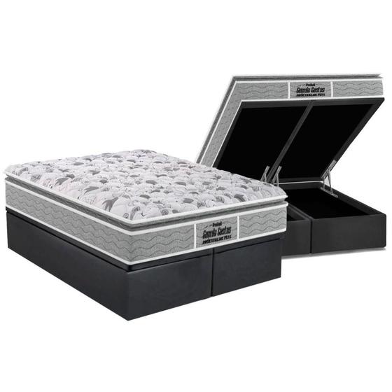 Cama Box Baú Queen: Colchão Ortopédico Probel D45 / EP Guarda Costas PróExtreme Plus Pillow Top + Base CRC Suede Gray(158x198) Menor preço em Cama Box Baú Queen: Colchão Ortopédico Probel D45 / EP Guarda Costas PróExtreme Plus Pillow Top + Base CRC Suede Gray(158x198)