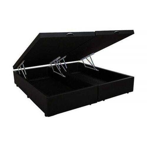 Imagem de Cama Box Baú Queen Convencional Preto Bipartido Com Pistão A Gás - 158x198x41